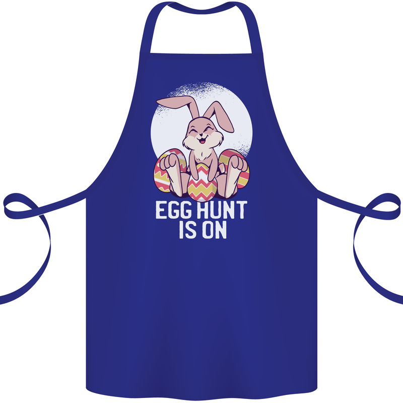 The Egg Hunt is on Funny Easter Rabbit Bunny Cotton Apron 100% Organic Royal Blue