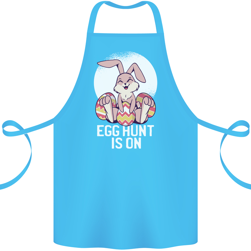 The Egg Hunt is on Funny Easter Rabbit Bunny Cotton Apron 100% Organic Turquoise