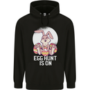 The Egg Hunt is on Funny Easter Rabbit Bunny Mens 80% Cotton Hoodie Black
