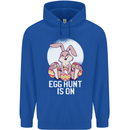 The Egg Hunt is on Funny Easter Rabbit Bunny Mens 80% Cotton Hoodie Royal Blue