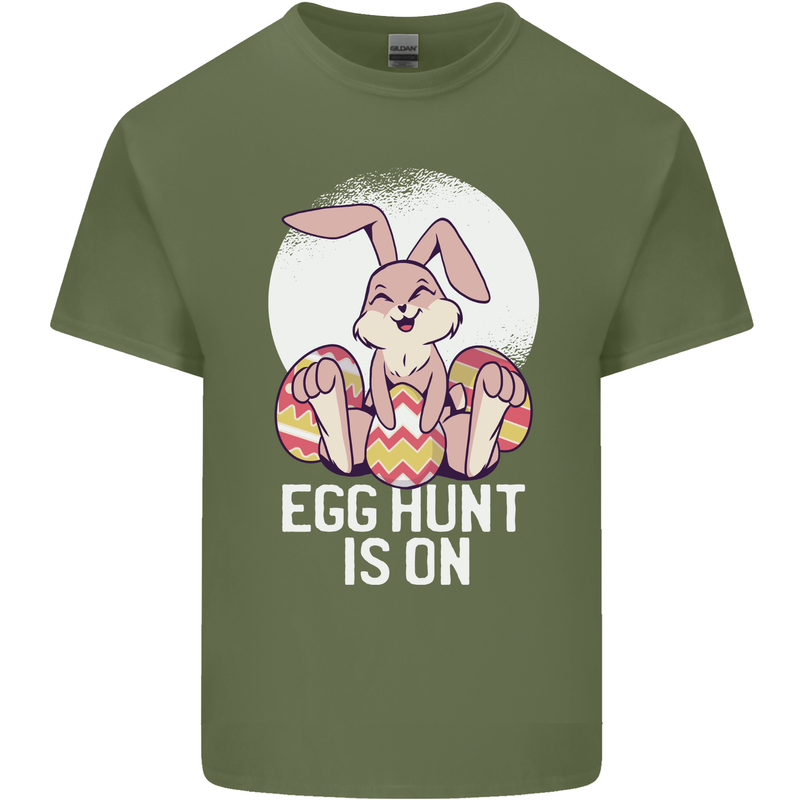 The Egg Hunt is on Funny Easter Rabbit Bunny Mens Cotton T-Shirt Tee Top Military Green