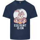 The Egg Hunt is on Funny Easter Rabbit Bunny Mens Cotton T-Shirt Tee Top Navy Blue