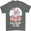 The Egg Hunt is on Funny Easter Rabbit Bunny Mens T-Shirt 100% Cotton Charcoal