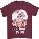 The Egg Hunt is on Funny Easter Rabbit Bunny Mens T-Shirt 100% Cotton Maroon