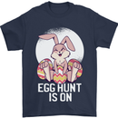 The Egg Hunt is on Funny Easter Rabbit Bunny Mens T-Shirt 100% Cotton Navy Blue