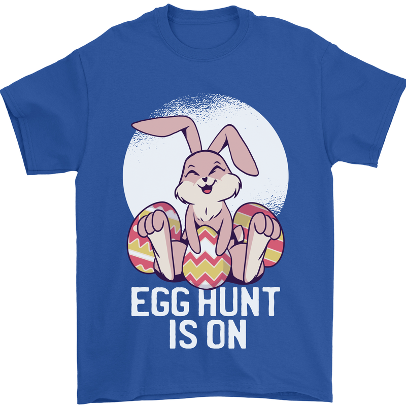 The Egg Hunt is on Funny Easter Rabbit Bunny Mens T-Shirt 100% Cotton Royal Blue