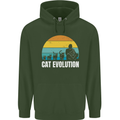 The Evolution of Cats Funny Crazy Lady Man Childrens Kids Hoodie Forest Green
