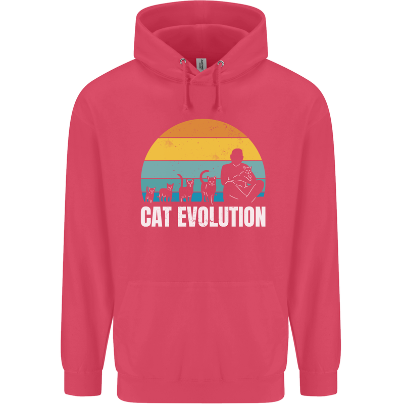 The Evolution of Cats Funny Crazy Lady Man Childrens Kids Hoodie Heliconia