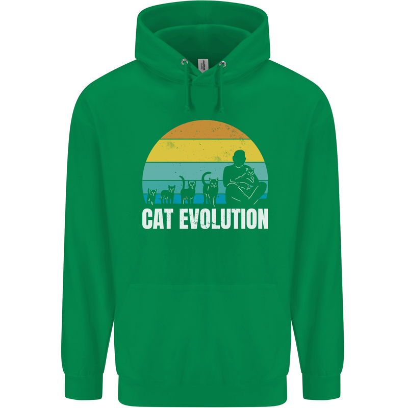 The Evolution of Cats Funny Crazy Lady Man Childrens Kids Hoodie Irish Green