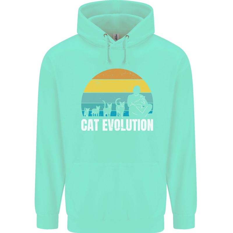 The Evolution of Cats Funny Crazy Lady Man Childrens Kids Hoodie Peppermint