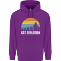 The Evolution of Cats Funny Crazy Lady Man Childrens Kids Hoodie Purple