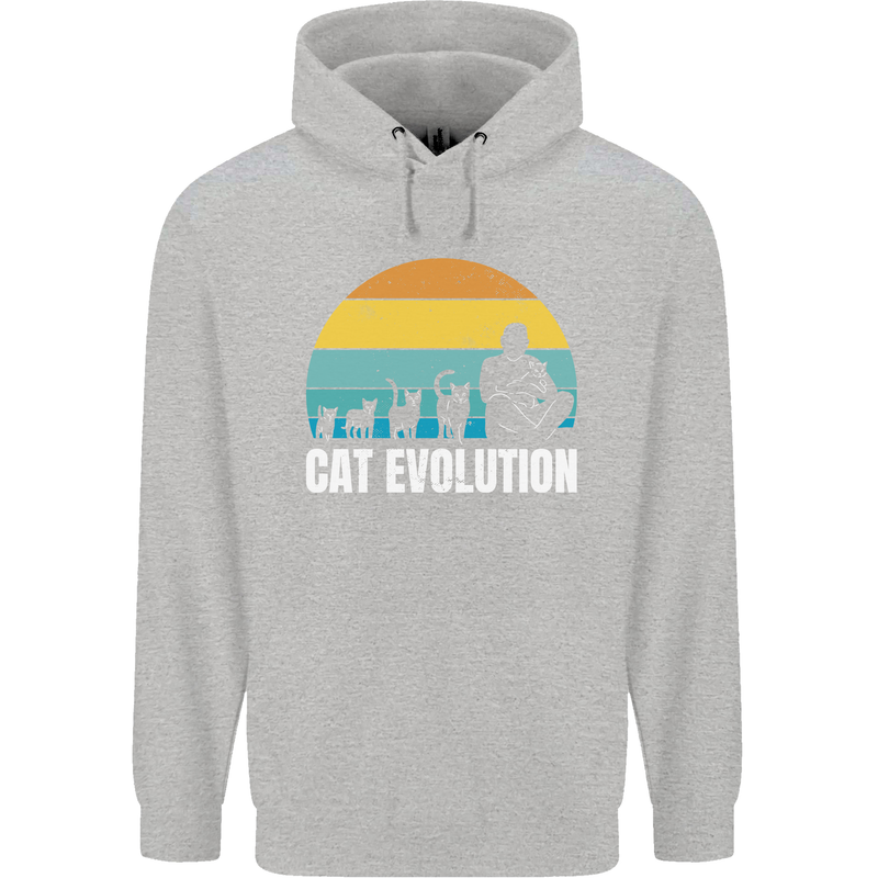 The Evolution of Cats Funny Crazy Lady Man Childrens Kids Hoodie Sports Grey