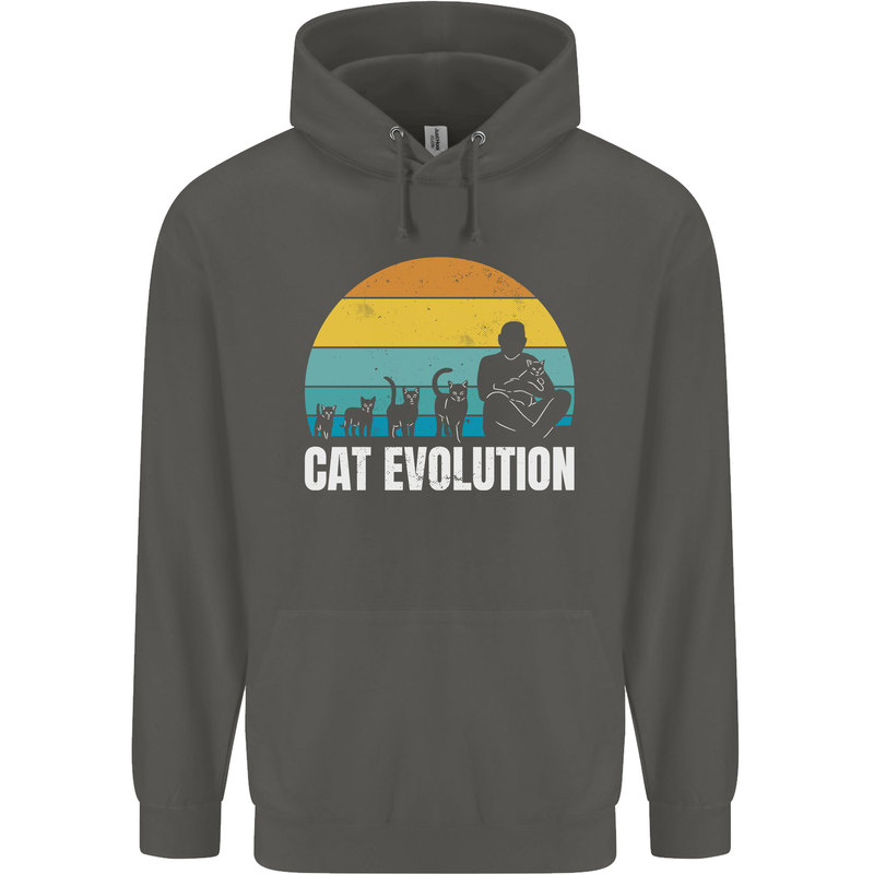 The Evolution of Cats Funny Crazy Lady Man Childrens Kids Hoodie Storm Grey