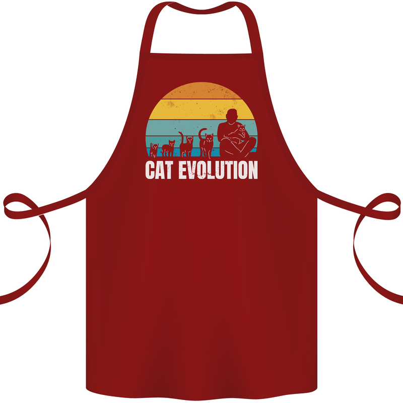 The Evolution of Cats Funny Crazy Lady Man Cotton Apron 100% Organic Maroon