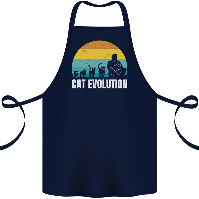 The Evolution of Cats Funny Crazy Lady Man Cotton Apron 100% Organic Navy Blue