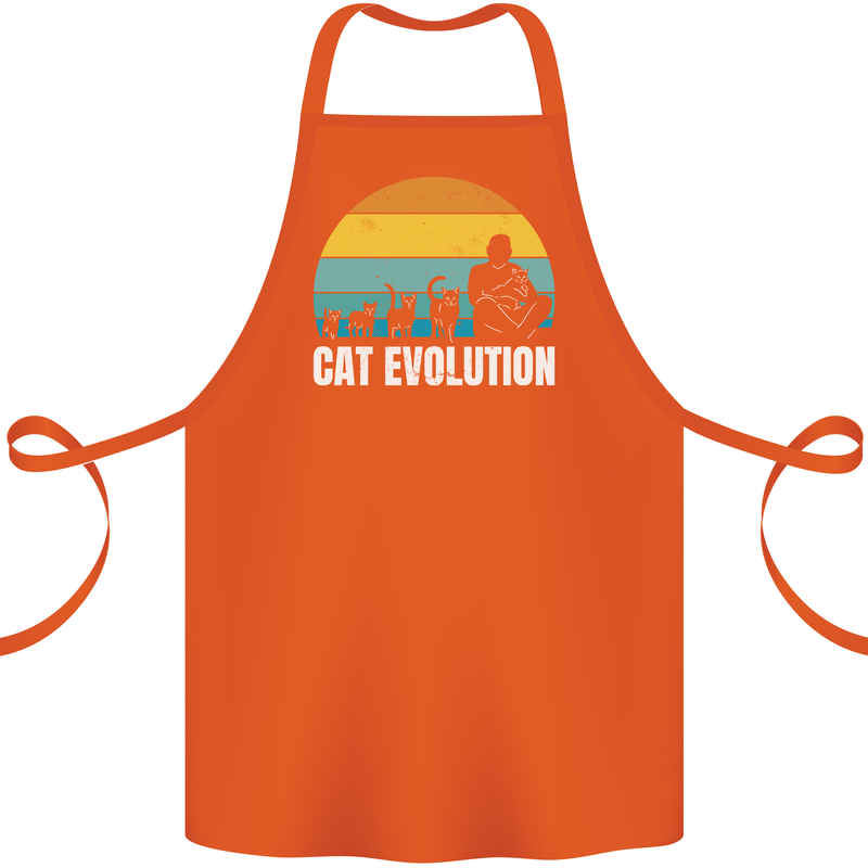 The Evolution of Cats Funny Crazy Lady Man Cotton Apron 100% Organic Orange
