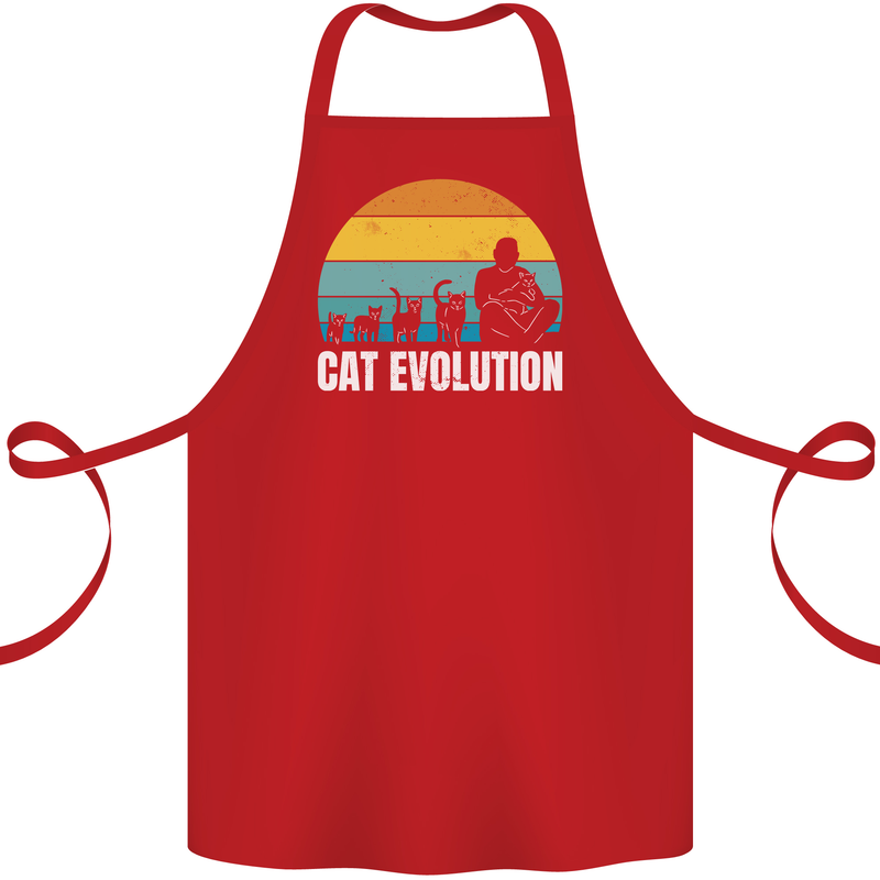 The Evolution of Cats Funny Crazy Lady Man Cotton Apron 100% Organic Red