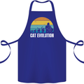 The Evolution of Cats Funny Crazy Lady Man Cotton Apron 100% Organic Royal Blue