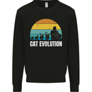 The Evolution of Cats Funny Crazy Lady Man Kids Sweatshirt Jumper Black