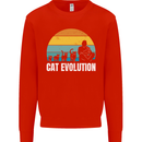 The Evolution of Cats Funny Crazy Lady Man Kids Sweatshirt Jumper Bright Red