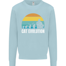 The Evolution of Cats Funny Crazy Lady Man Kids Sweatshirt Jumper Light Blue