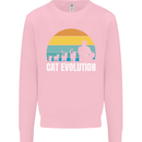The Evolution of Cats Funny Crazy Lady Man Kids Sweatshirt Jumper Light Pink