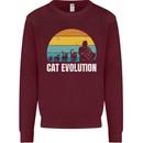 The Evolution of Cats Funny Crazy Lady Man Kids Sweatshirt Jumper Maroon