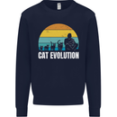 The Evolution of Cats Funny Crazy Lady Man Kids Sweatshirt Jumper Navy Blue