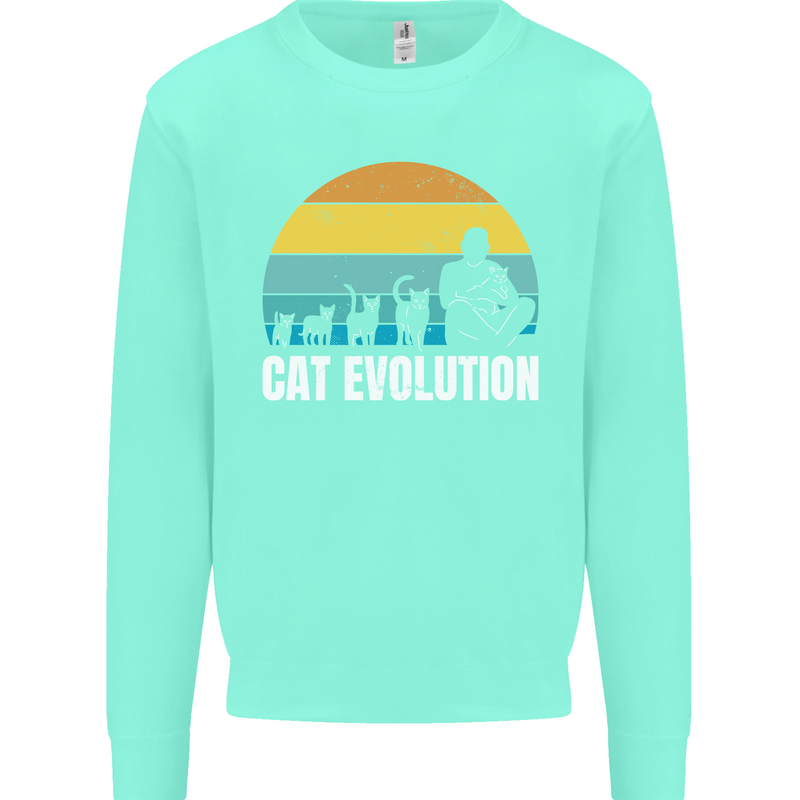 The Evolution of Cats Funny Crazy Lady Man Kids Sweatshirt Jumper Peppermint