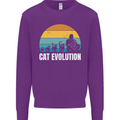 The Evolution of Cats Funny Crazy Lady Man Kids Sweatshirt Jumper Purple