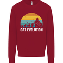 The Evolution of Cats Funny Crazy Lady Man Kids Sweatshirt Jumper Red