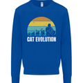 The Evolution of Cats Funny Crazy Lady Man Kids Sweatshirt Jumper Royal Blue