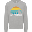 The Evolution of Cats Funny Crazy Lady Man Kids Sweatshirt Jumper Sports Grey
