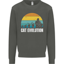 The Evolution of Cats Funny Crazy Lady Man Kids Sweatshirt Jumper Storm Grey
