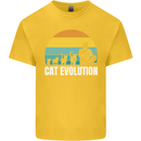 The Evolution of Cats Funny Crazy Lady Man Kids T-Shirt Childrens Yellow