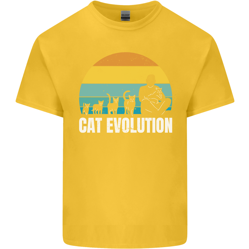 The Evolution of Cats Funny Crazy Lady Man Kids T-Shirt Childrens Yellow