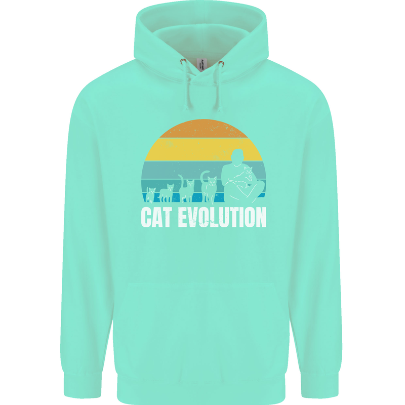 The Evolution of Cats Funny Crazy Lady Man Mens 80% Cotton Hoodie Peppermint