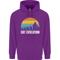 The Evolution of Cats Funny Crazy Lady Man Mens 80% Cotton Hoodie Purple