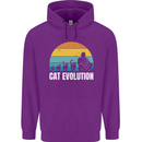 The Evolution of Cats Funny Crazy Lady Man Mens 80% Cotton Hoodie Purple