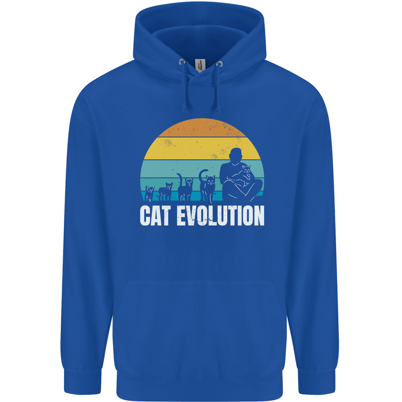 The Evolution of Cats Funny Crazy Lady Man Mens 80% Cotton Hoodie Royal Blue