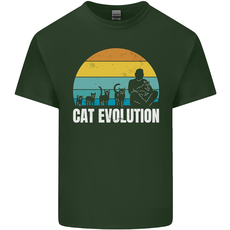 The Evolution of Cats Funny Crazy Lady Man Mens Cotton T-Shirt Tee Top Forest Green