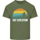 The Evolution of Cats Funny Crazy Lady Man Mens Cotton T-Shirt Tee Top Military Green