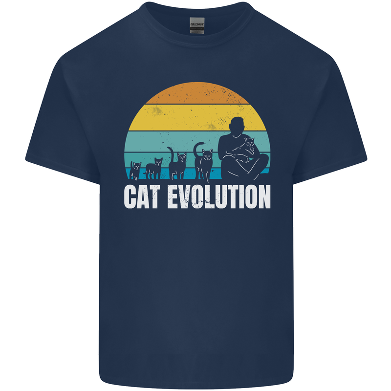 The Evolution of Cats Funny Crazy Lady Man Mens Cotton T-Shirt Tee Top Navy Blue