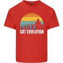 The Evolution of Cats Funny Crazy Lady Man Mens Cotton T-Shirt Tee Top Red