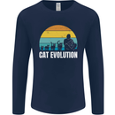 The Evolution of Cats Funny Crazy Lady Man Mens Long Sleeve T-Shirt Navy Blue