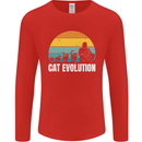 The Evolution of Cats Funny Crazy Lady Man Mens Long Sleeve T-Shirt Red