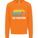 The Evolution of Cats Funny Crazy Lady Man Mens Sweatshirt Jumper Orange