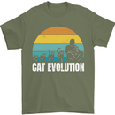 The Evolution of Cats Funny Crazy Lady Man Mens T-Shirt 100% Cotton Military Green