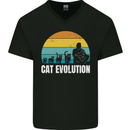 The Evolution of Cats Funny Crazy Lady Man Mens V-Neck Cotton T-Shirt Black