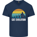 The Evolution of Cats Funny Crazy Lady Man Mens V-Neck Cotton T-Shirt Navy Blue